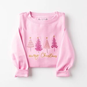 Love in Faith “Merry Christmas” Pink Christmas Tree Sweatshirt